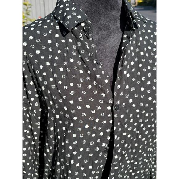 The Kooples Paris Black & White Button-Up Shirt –Viscose Large, Men’s Meteor - Picture 4 of 9